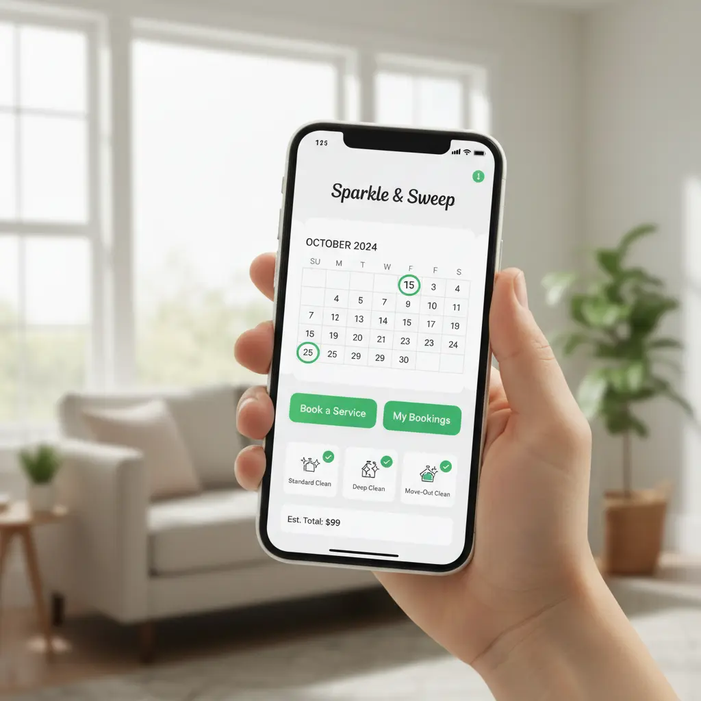 Booking app on phone