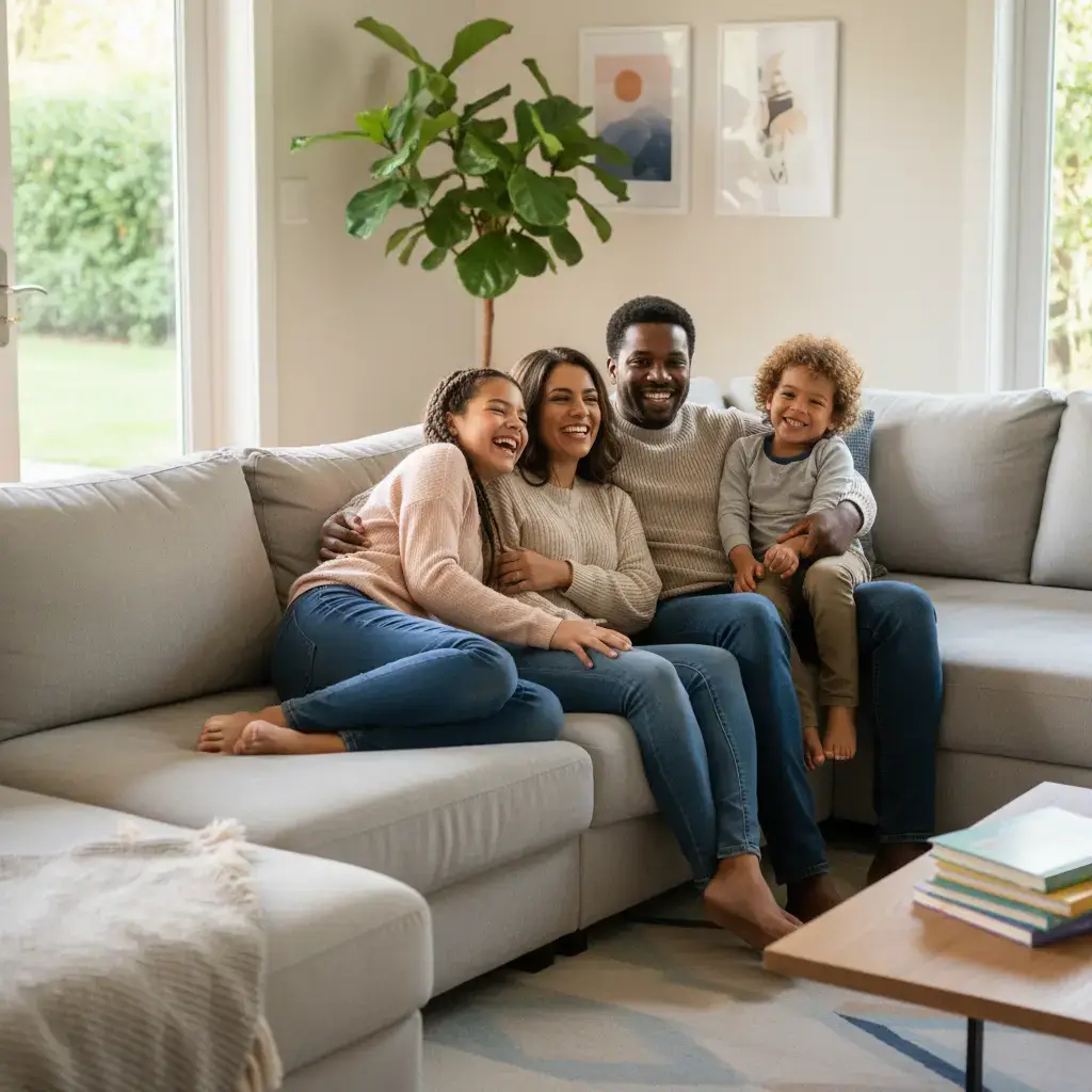 Happy family protected by life insurance