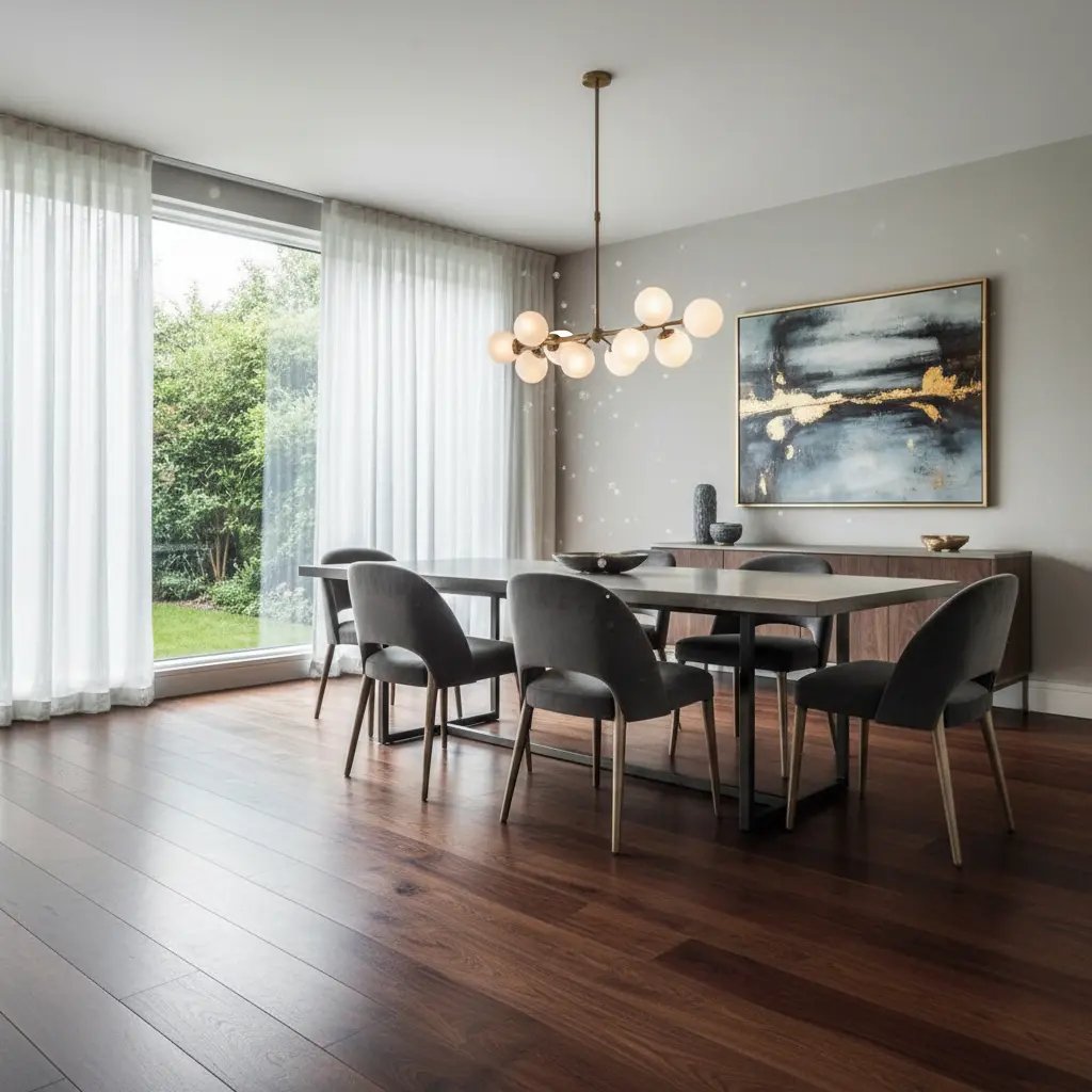 Elegant dining room with hardwood floors