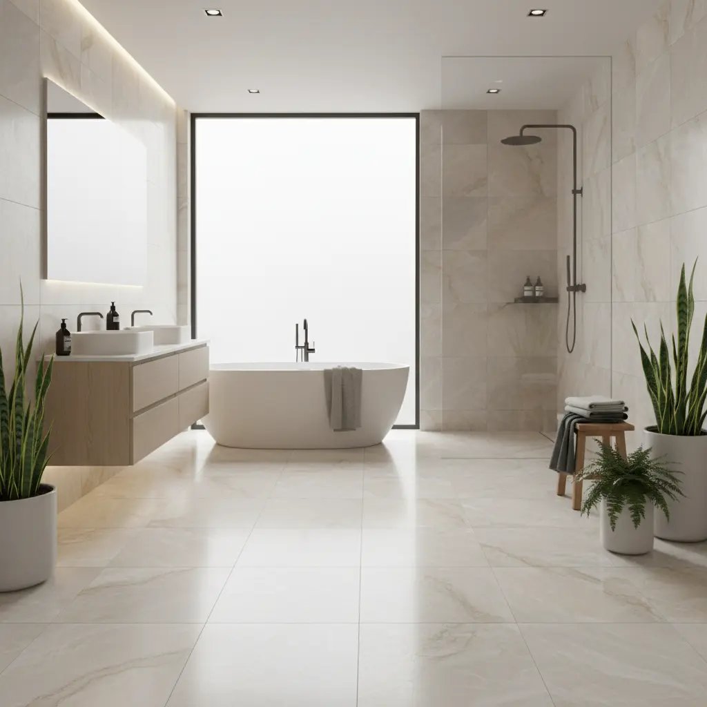Modern bathroom with ceramic tile