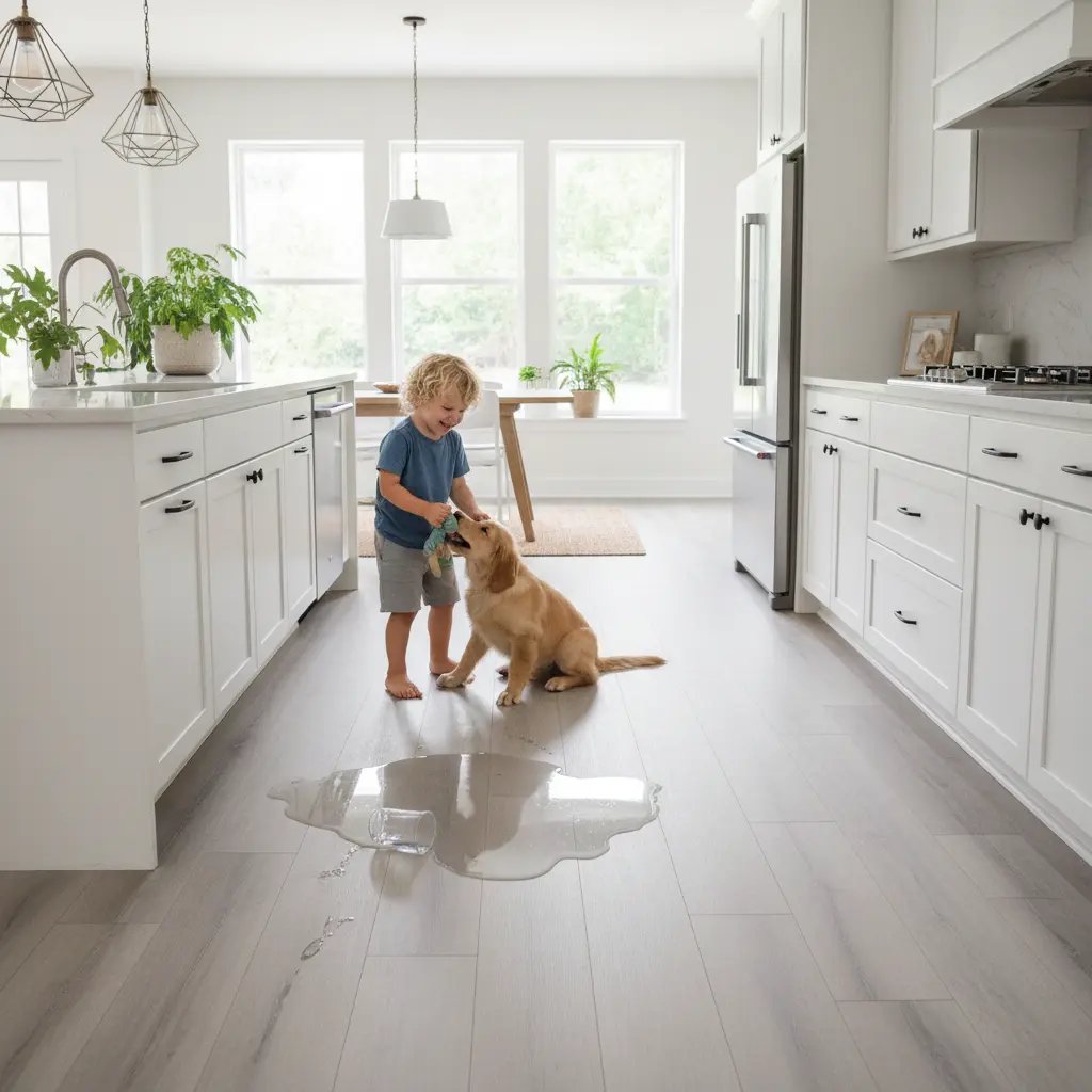 Waterproof flooring with kids and pets