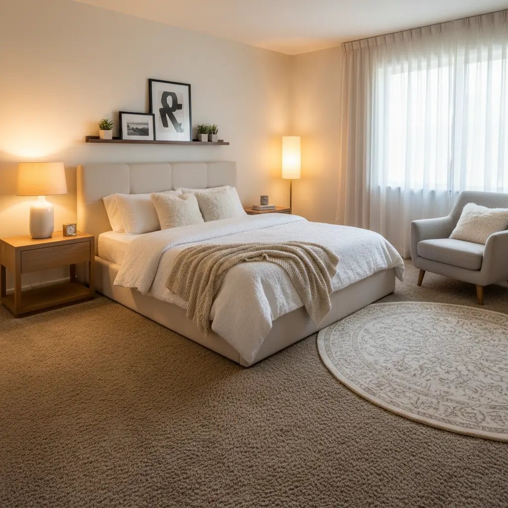 Cozy bedroom with premium carpet