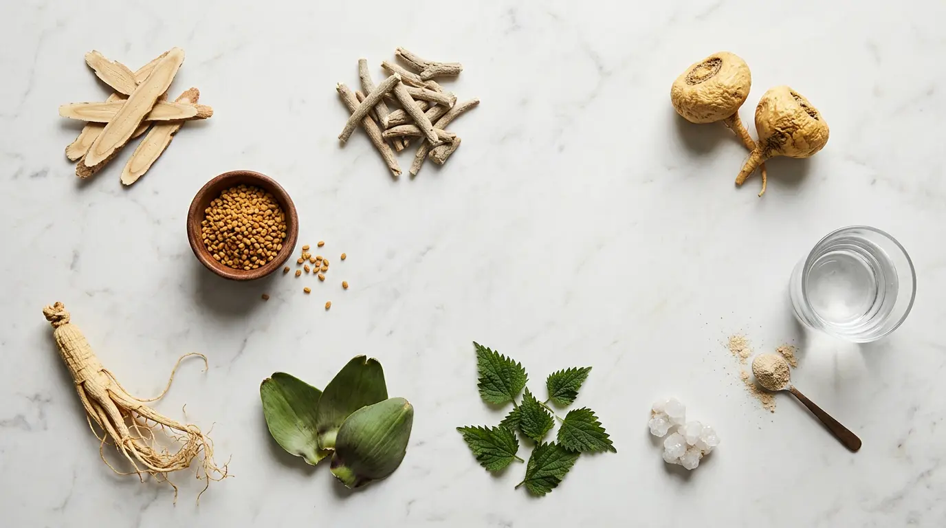 Natural ingredients used in ProstaVive: tongkat ali, ashwagandha, fenugreek, ginseng, maca and nettle root
