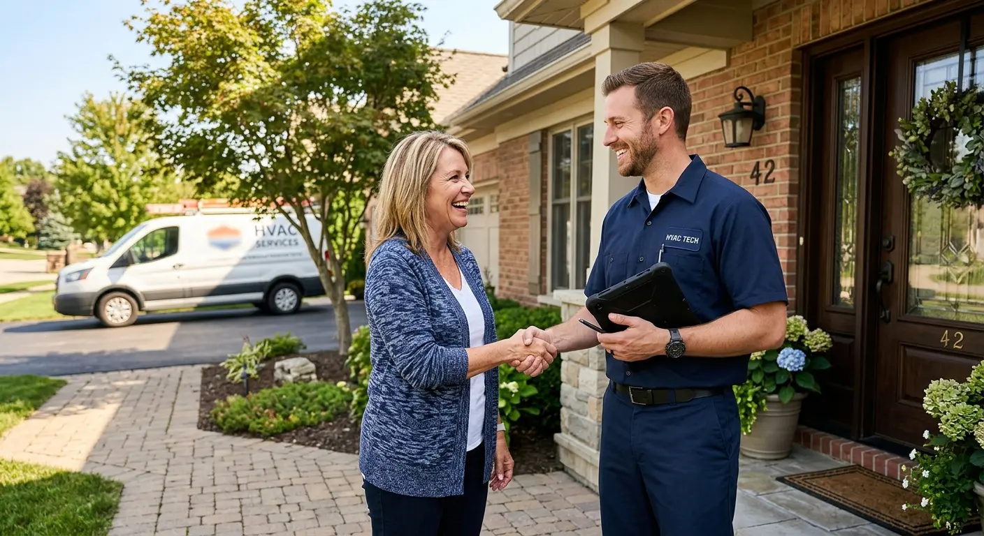 Homeowner with HVAC technician