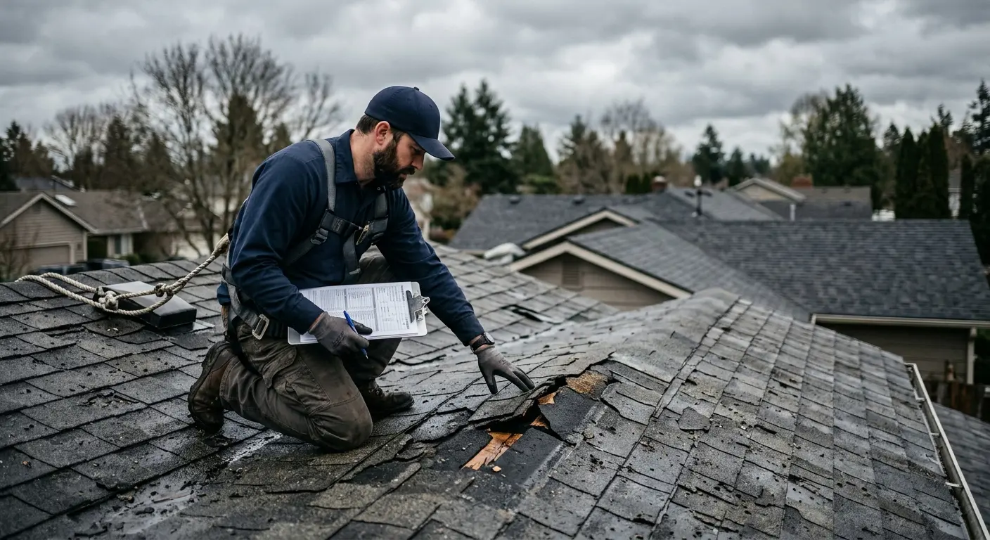 Roof inspection after storm damage
