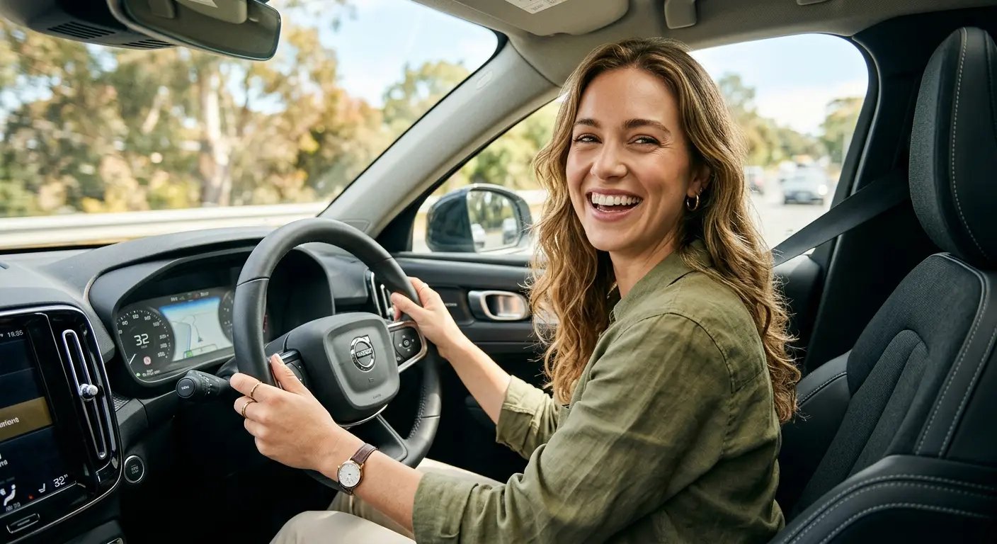 Happy driver saving on insurance