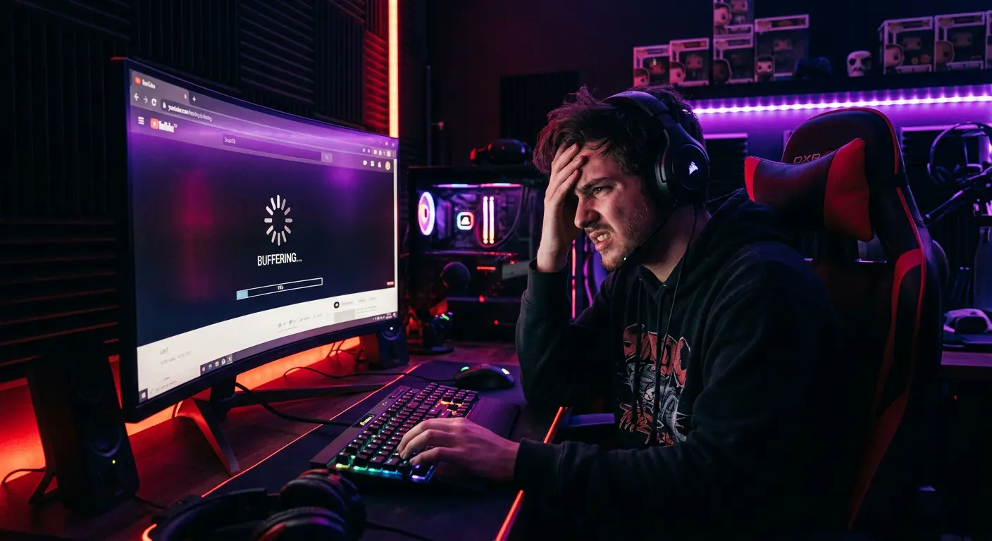 Gamer frustrated by a slow browser