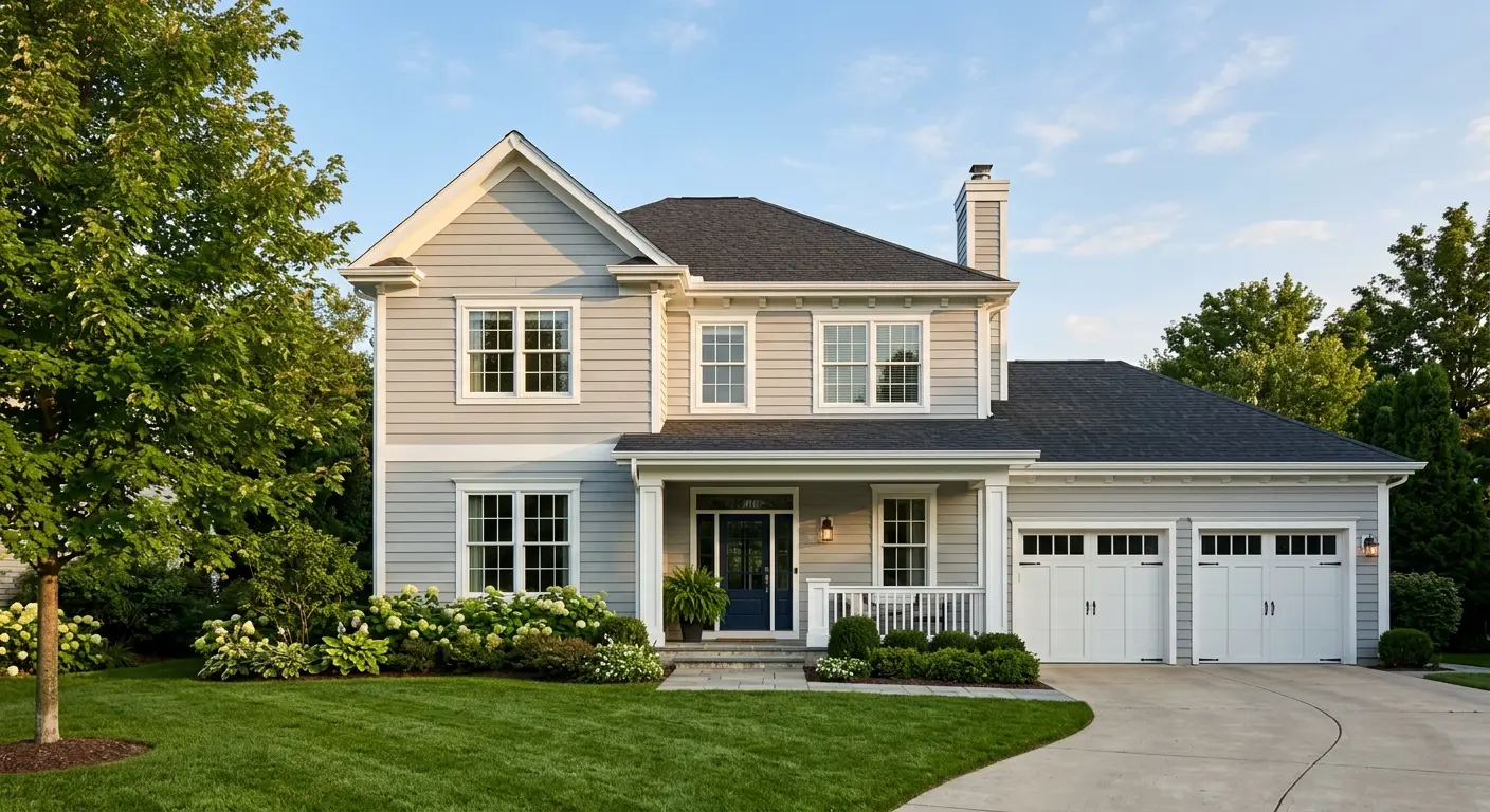 House with newly installed light gray siding