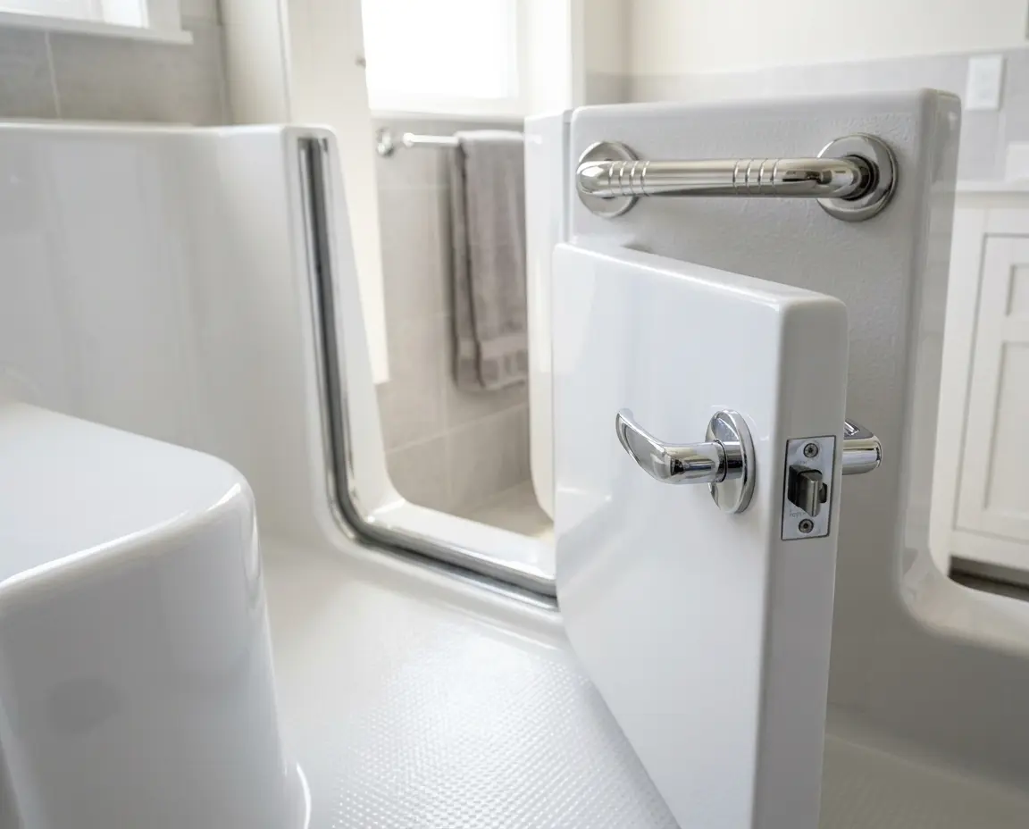 Walk-in tub safety features